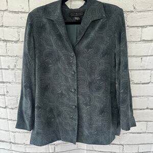 Preowned Unique 100% Silk Paisley Blazer Size 8 Patrick Collection Boho Baroque